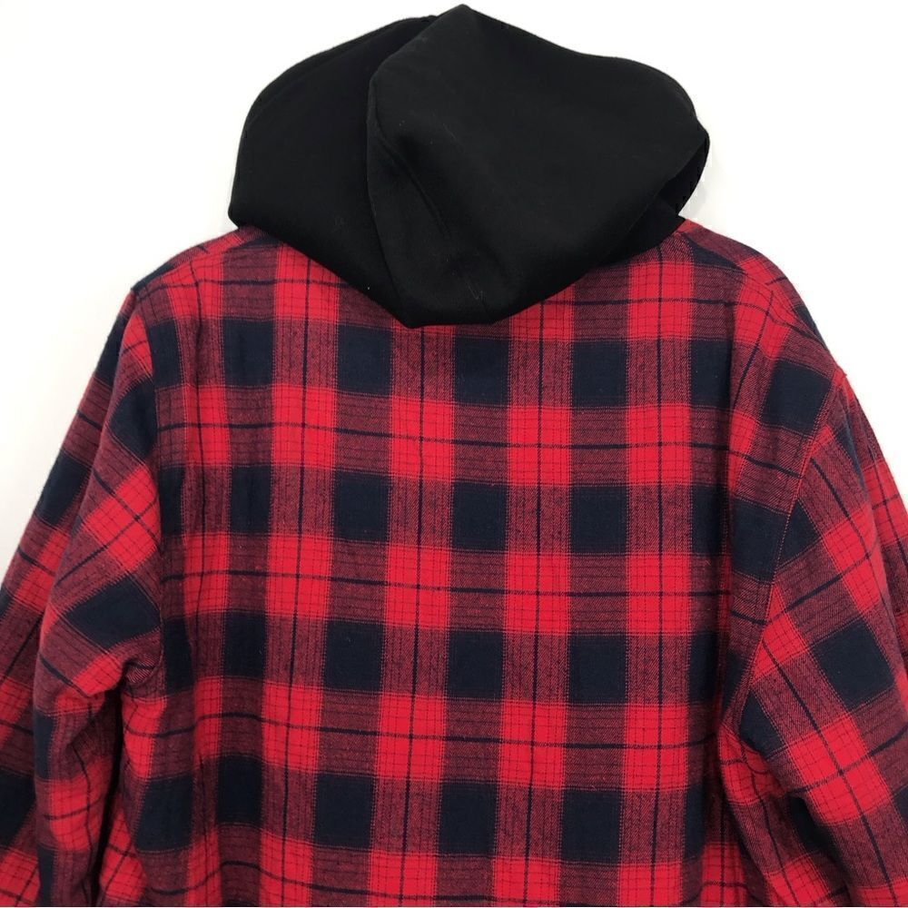 Zenthace Red Plaid Sherpa Fleece Lined Hooded Zip Up Jacket NEW - Picture 9 of 15